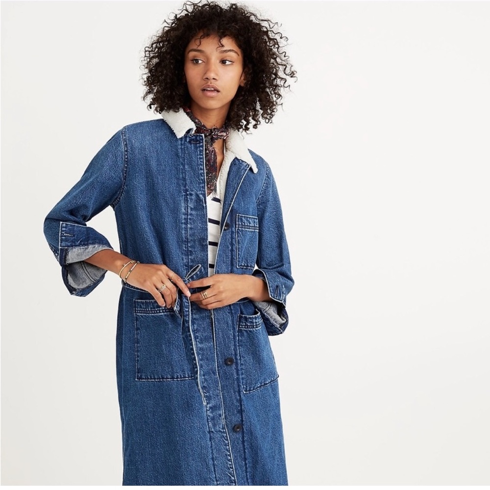 Madewell Sherpa Lined Denim Duster